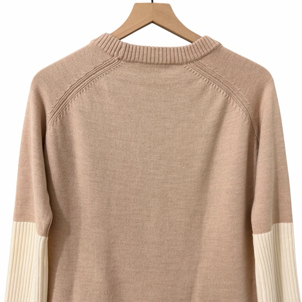 AMOUR VERT Merino Wool Colorblock Sweater Tan Cream Size XS - Picture 7 of 10